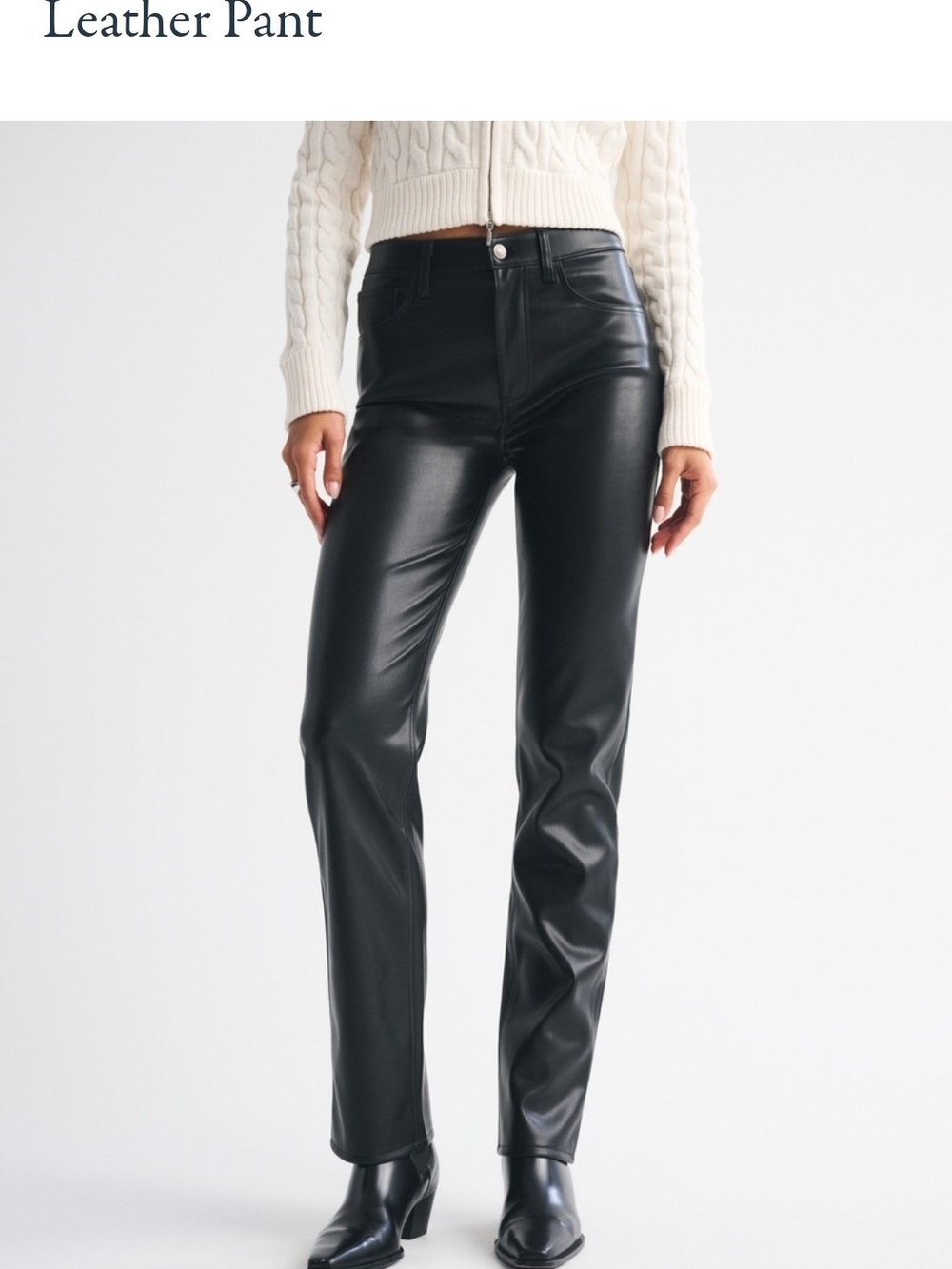 Abercrombie & Fitch Black Vegan Leather 90s Straight Ultra High Rise Pant